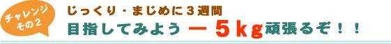じっくり・まじめに３週間 目指してみよう -5kg頑張るぞ！！